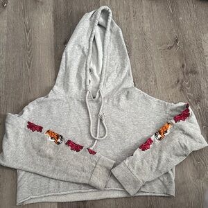 Pac Sun (LA Hearts) Cropped Grey Hoodie (XS)